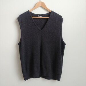 Vintage made in Canada Men's Large wool blend sweater vest V neck dark grey